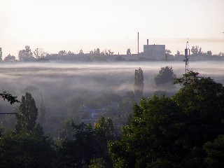 Хлебозавод туман над Торезом